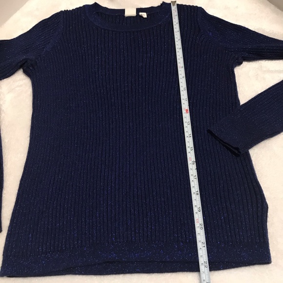 Gap merino wool blend rib metallic navy long sleeve sweater too size XS … - Picture 8 of 8